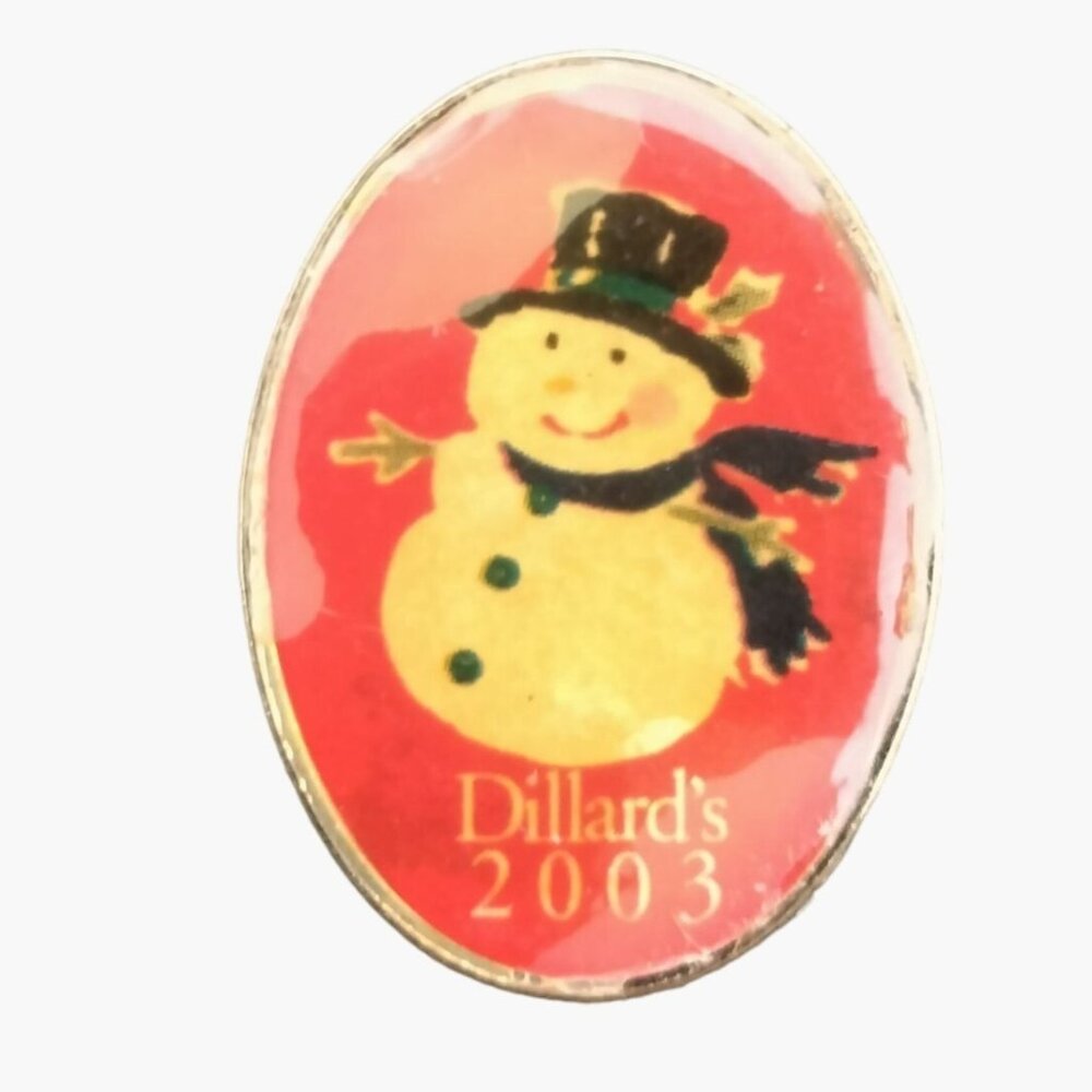Dillards Snowman Pinback Pin Brooch Vintage Christmas Holiday Jewelry 2003